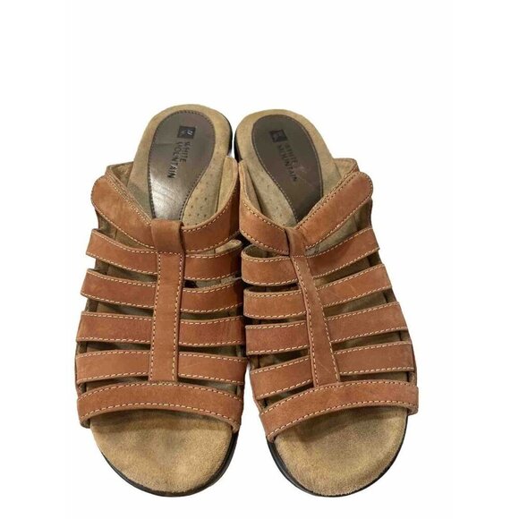 White Mountain Mast Clog Wedge Nubuck Leather Sandals Nutmeg SIZE 8 - Picture 1 of 16